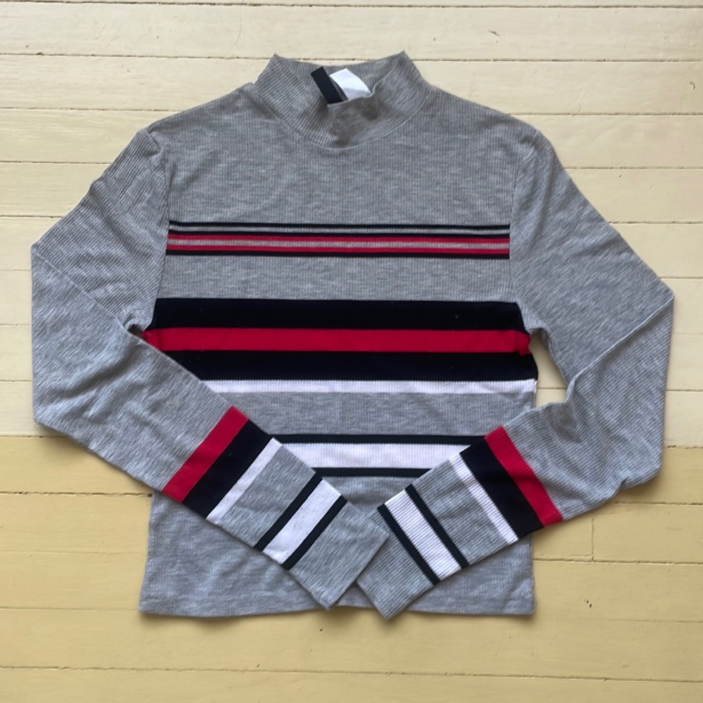 Striped Cropped Turtleneck